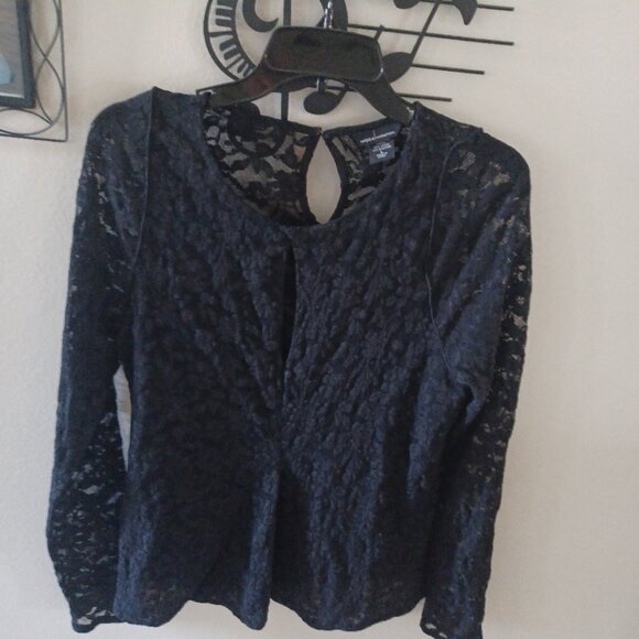 Moda Int / Victoria Secret Black Long Sleeve Stretch Lace Key / Peep Hole Large - Picture 1 of 6